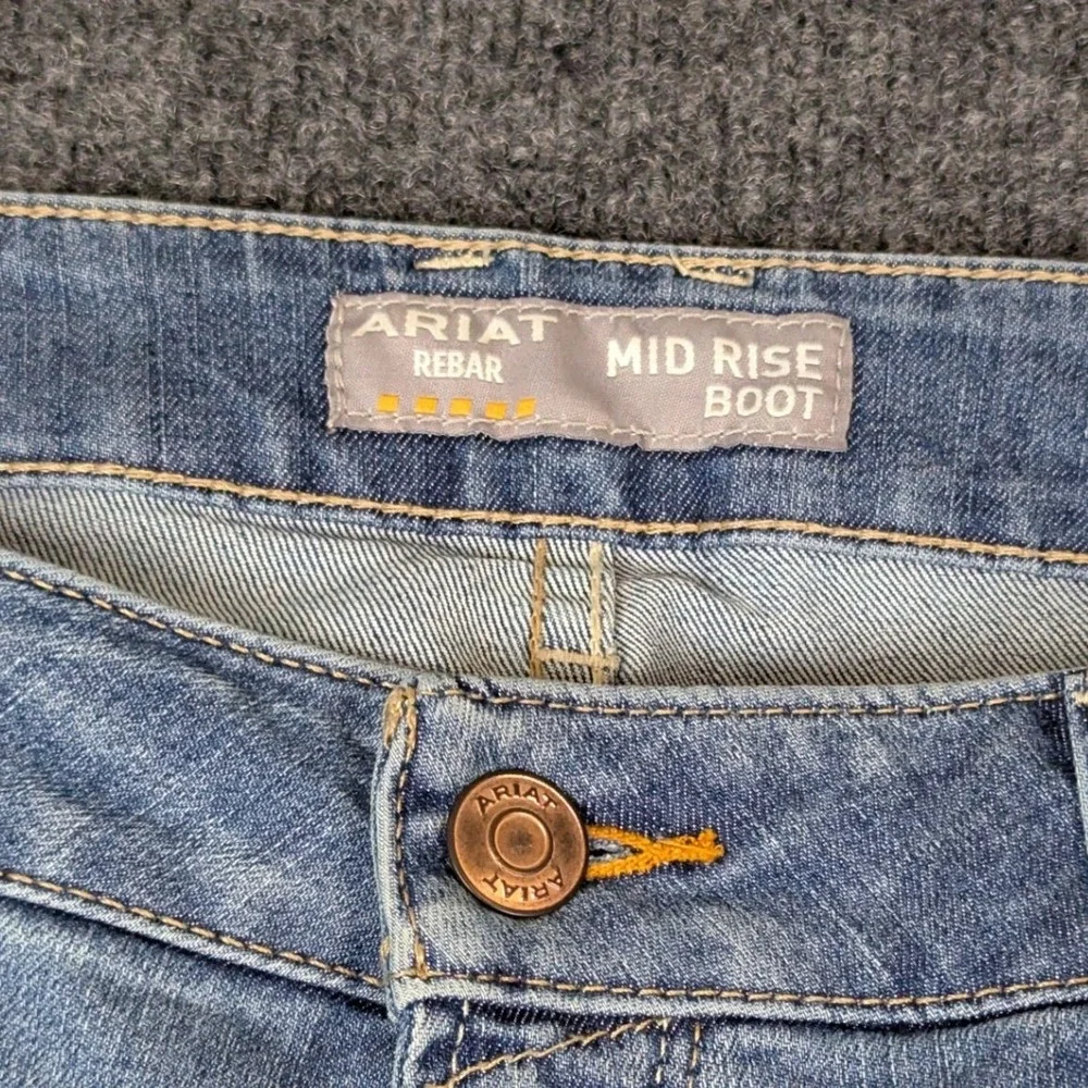 Ariat Rebar Mid Rise Boot Jeans Mens 32L Medium Wash Blue Denim Workwear